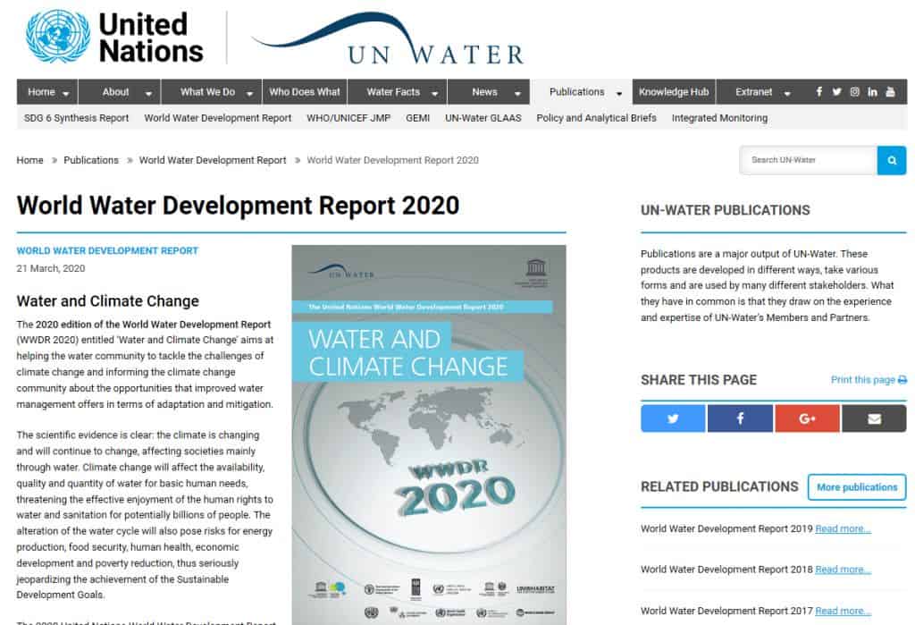 UN World Water Development Report 2020 ASERSAgua