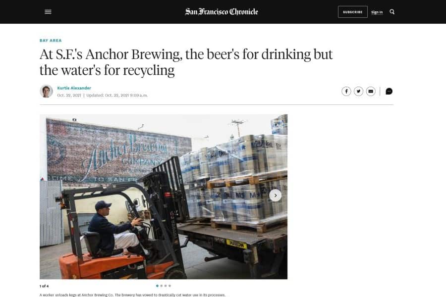 La cervecera Anchor de San Francisco: la cerveza es para beberla y el agua para reciclarla